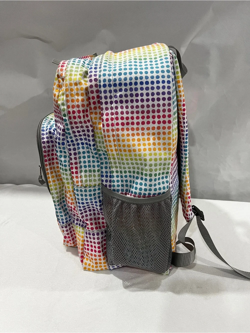 L.L.Bean Deluxe Backpack Book Pack Multicolor Polka-Dots Adjustable Straps